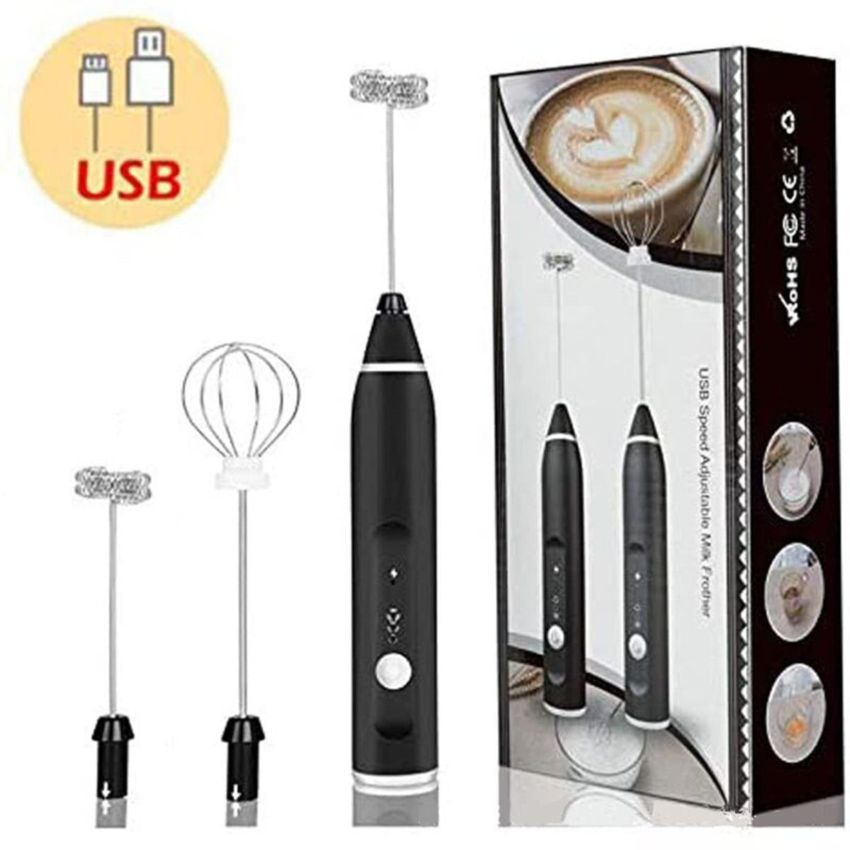 2 in 1 Rechargeable Milk Frother Wand – Powerful Handheld Whisk & Drink Mixer