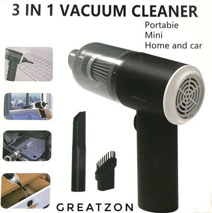 3 in 1 Portable Wireless Vacuum Cleaner – High Power Suction, Air Pump & Duster for Home