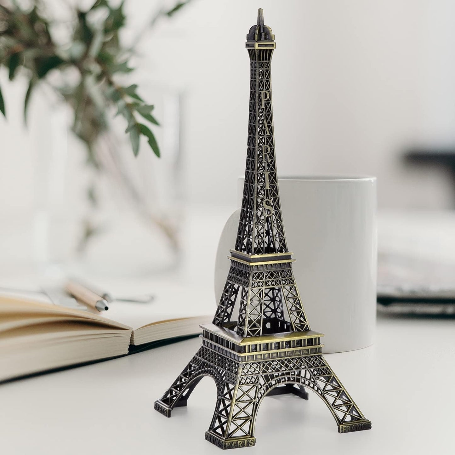 7-Inch Eiffel Tower Statue Home Decor | Bronze Alloy Metal Paris Landmark Model for Desk