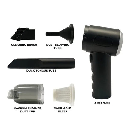 3 in 1 Portable Wireless Vacuum Cleaner – High Power Suction, Air Pump & Duster for Home