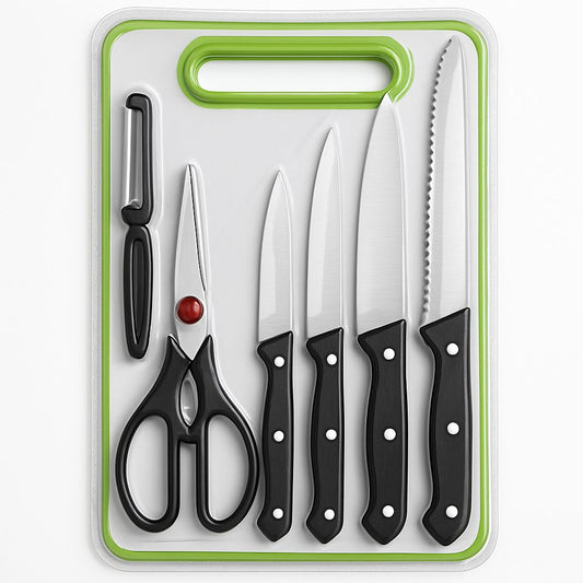 6 in 1 Stainless Steel Knives Set– For meat, bread, fruits, and vegetables